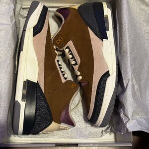 Men's Brown and Cream Jordan 3